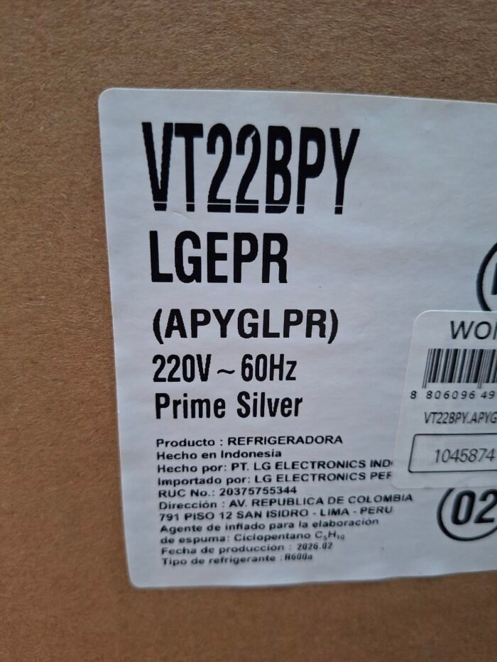 REFRIGERADOR LG VT22BPY